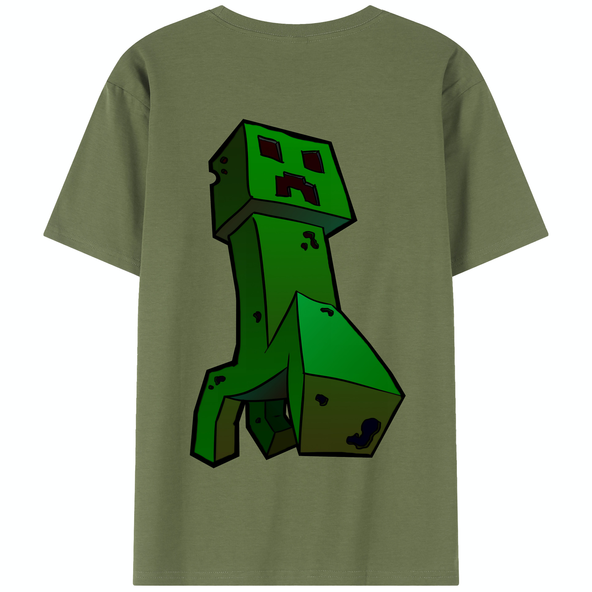 （画像用） マインクラフト ブロックの世界 Minecraft MC Block world 綿100％半袖Tシャツ（背面プリント）